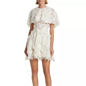 NWT Jason Wu Collection Floral Guipure Lace Cape Minidress in white size 2 #1128